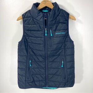 Vineyard Vines Quilted Navy Blue Turquoise Aqua Mountain Weekend Puffer Vest S